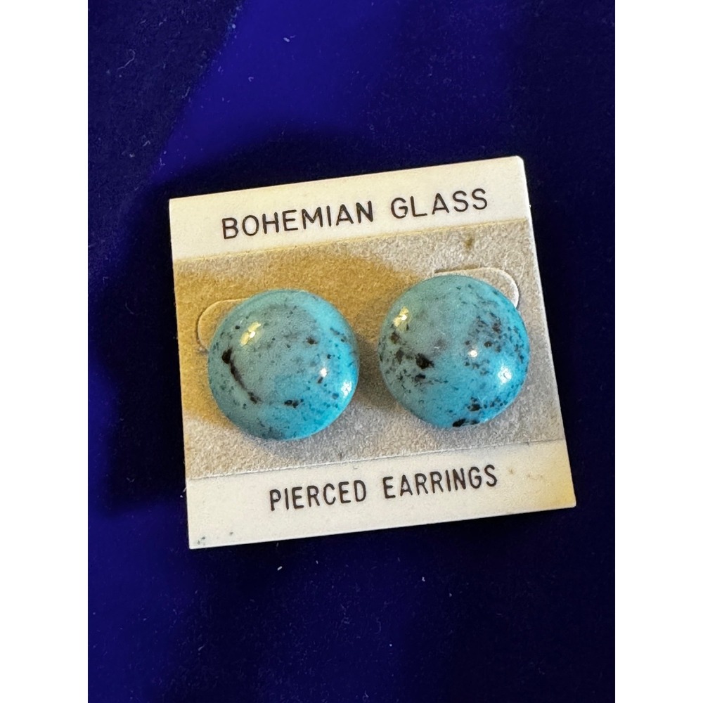 Bohemian Glass blue turquoise Pierced Earrings‎ Costume Jewelry
